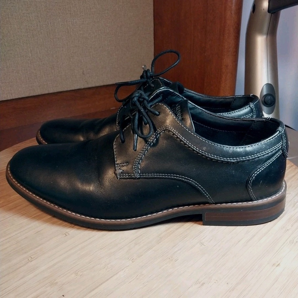 Nunn Bush Shoes Men's 9.5M Comfort Support Dress Oxford Black Leather Lace Up - Picture 4 of 9